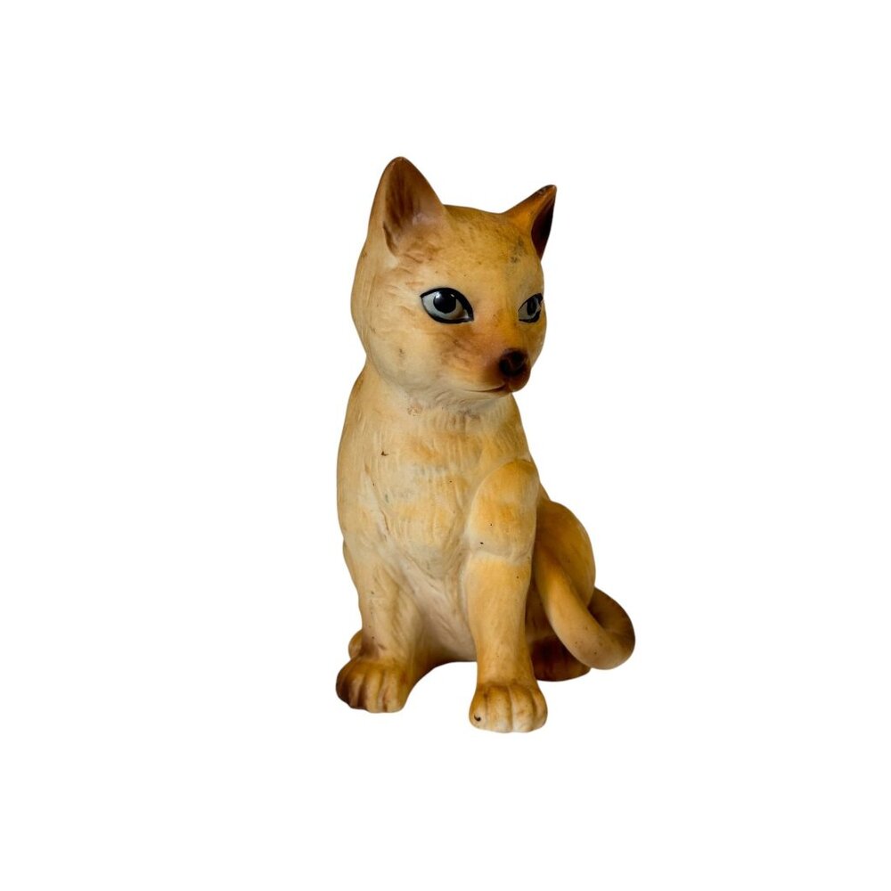 This charming pieceVintage Japan Porcelain Yellow Cat Captivating Eyes Figurines - Picture 3 of 12